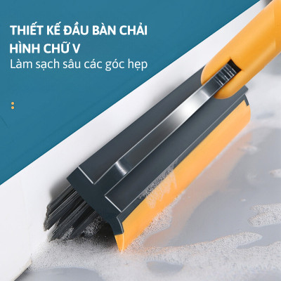 Cây chổi cọ sàn nhà vệ sinh dododios-S1 thông minh, bàn chải chà sàn nhà tắm và gạt nước đa năng cao cấp cán nhôm