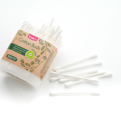 Combo 3 hộp Tăm bông thân giấy Care4u Pierrot 100 que/ hộp