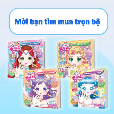 Sách Tiệm làm Nail - Công chúa Biển Xanh (400+ stickers dễ thương) - Sách bóc dán sticker cho bé gái - Megabook