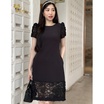 Váy đầm dự tiệc TIFALU LD306 - Đầm trung niên dáng suông ren hoa hồng sang trọng