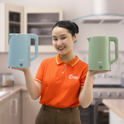 Bình đun siêu tốc 2 lớp Comet CM8226 – Hàng chính hãng - Dung tích 1.8L, công suất 1500W, chống bỏng, tự ngắt an toàn
