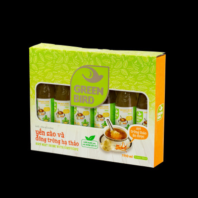 Hộp quà Green Bird - Nước Uống Bổ Dưỡng Yến Sào và Đông Trùng Hạ Thảo - (6chai*185ml)