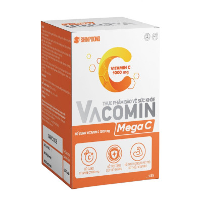 Vacomin Mega C 1000 - Viên uống tăng đề kháng, hấp thu sắt, bổ sung năng lượng Shinpoong Pharma Hộp 60v - Ginseng House