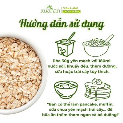 Combo 11 Túi Yến Mạch Nguyên Chất Ăn Liền Xuân An [ko đường] Túi 400G(Tặng Kèm 11 Túi Yến Mạch 150G)