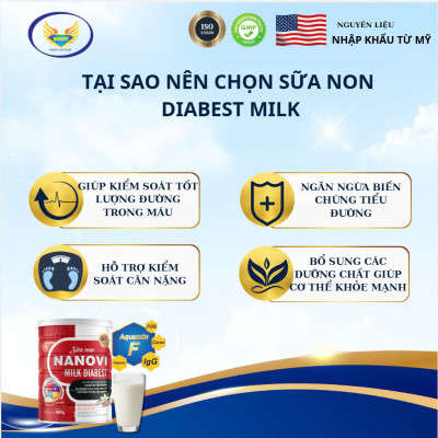 COMBO Mua 2 Tặng 1 Sữa non Nanovi Diabest 900g - Chuyên Biệt Dành Cho Người Tiểu Đường và tặng kèm 1 hộp Thực Dưỡng 900g