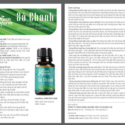 Tinh dầu sả chanh Greenfarm 20ml