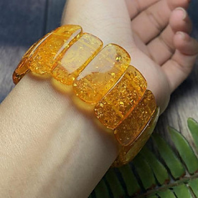 Hổ Phách Baltic Cognac vàng sáng 28mmx12mm cao cấp Hadosa