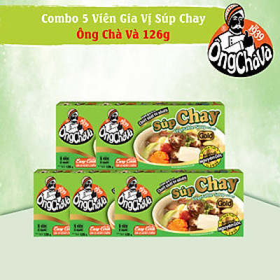 Combo 5 Hộp Viên Gia Vị Súp Chay Gold Ông Chà Và 126g (Vegetable Soup Cubes)