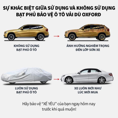 Bạt phủ xe ô tô 3 lớp thông minh vải dù oxford áo trùm bảo vệ xe mitsubishi outlander che nắng,nóng,mưa