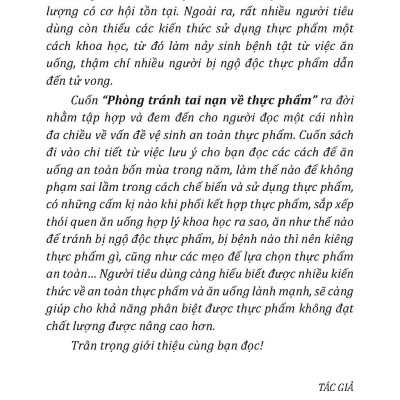 Phòng Tránh Tai Nạn Về Thực Phẩm - Vietnambook