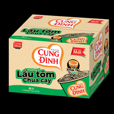 Thùng 24 Ly Mì Khoai Tây Cung Đình Hương Vị Lẩu Tôm Chua Cay