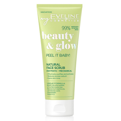 Tẩy da chết Eveline Beauty & Glow làm sáng da với hạt massage và Enzyme tự nhiên 75ML
