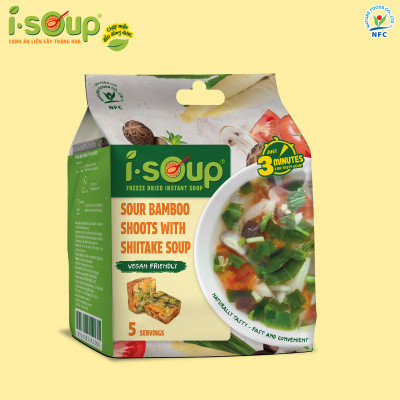 Canh Măng Chua Nấm Hương Ăn Liền ISOUP 50g 05 Viên - Viên Canh Ăn Liền Sấy Thăng Hoa