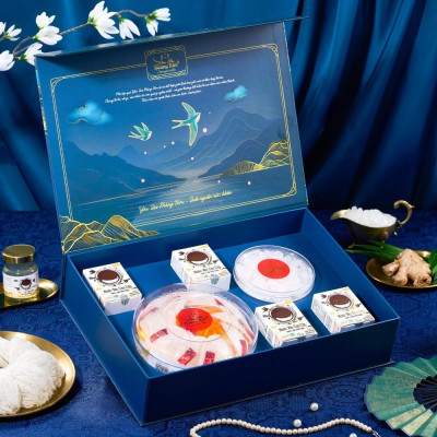 [CHÍNH HÃNG] Yến Sào Hoàng Kim - Hộp Quà Phúc Lộc Hòa Kim (50g Tổ Yến Sạch Loại 1 & 4 Hũ Yến Chưng Đường Phèn) - Quà Biếu Gia Đình, Người Thân
