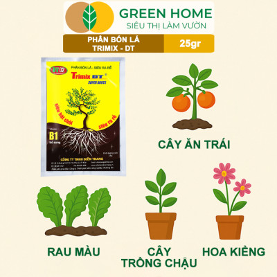 Phân Bón Lá TRIMIX-DT, GreenHome, Gói 25gr, Siêu Bật Chồi, Kích Thích Ra Rễ Cực Mạnh,Tăng Trưởng Cây