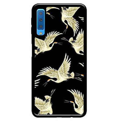 Ốp in cho Samsung Galaxy A7 2018 Hạc Nền Đen - Hàng chính hãng