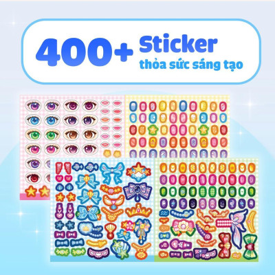 Sách Tiệm làm Nail - Công chúa Biển Xanh (400+ stickers dễ thương) - Sách bóc dán sticker cho bé gái - Megabook