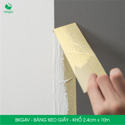 BKG4V - Block 6 cuộn băng keo giấy khổ 2.4cm x 10m - Băng dính giấy viết được, chặn màu sơn