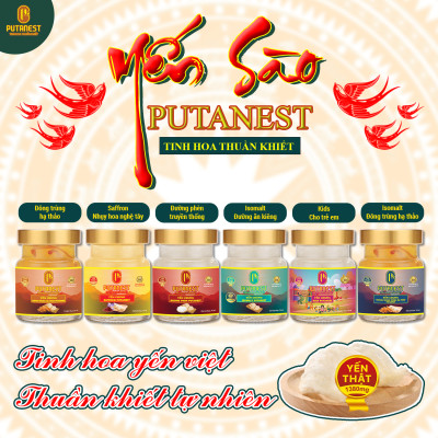 Yến chưng Đông trùng hạ thảo PUTANEST hộp quà tặng cao cấp 12 hũ 70ml đẹp da tăng sức đề kháng