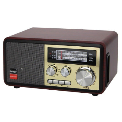 Đài Radio chất liệu gỗ bắt sóng khỏe, điều khiển từ xa, nghe nhạc Bluetooth, USB, điện 220V NNS 8093BT-Hàng Chính Hãng