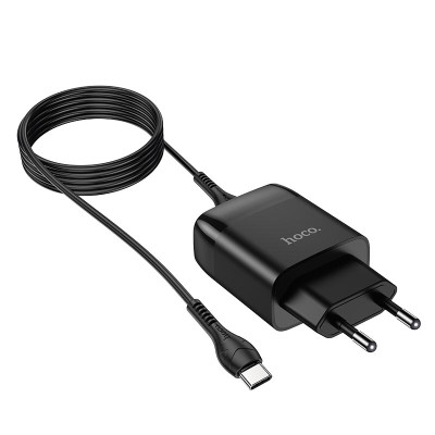 Bộ sạc nhanh 18W Hoco C72Q chuôi dẹt chất liệu cao cấp kèm dây sạc Type-C dài 1M cho Android ( 2 màu ) - Hàng chính hãng
