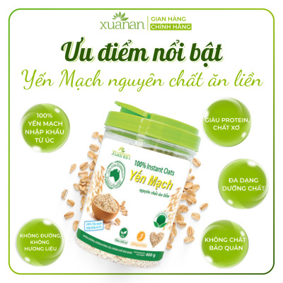 Combo 2 Hộp Yến Mạch Nguyên Chất Ăn Liền Xuân An [ko đường] 400G(Tặng Kèm 2 Túi Yến Mạch 150G)