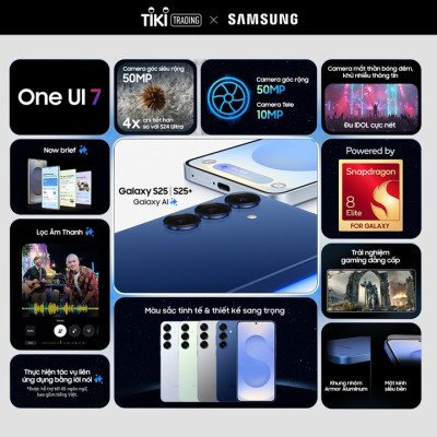 Điện thoại Samsung Galaxy S25, Điện thoại AI, Tìm kiếm thông minh, Video camera đêm Nightography, Chip Snapdragon - Đã kích hoạt bảo hành điện tử - Hàng Chính Hãng