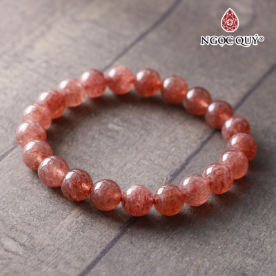 Vòng tay thạch anh dâu đỏ đậm loại A mệnh hỏa, thổ - Ngọc Quý Gemstones