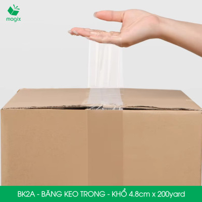 BK2A - 3 cuộn băng keo trong khổ 4.8cm x 200yard - Băng dính đóng hàng, băng keo khổ lớn