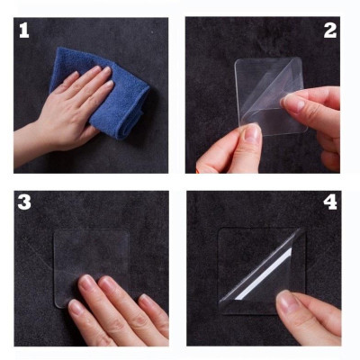 3 Miếng Dán Nano Siêu Dính, Băng Keo 2 Mặt Dán Tường Tiện Lợi, Trong Suốt, Đa Năng, Loại Vuông 6x6cm - TakyHome 6000set3